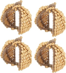 Anneau de serviette en jute de designer avec motif de perles pour une décoration de table unique, usage quotidien et occasions spéciales, fabriqué à la main en Inde - Product Image 2