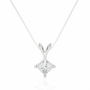 Colgante Solitario con Diamante Corte Princesa de 4 Puntas para Mujer - Product Image 1