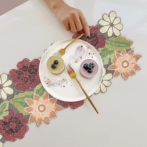 Christmas Decorative and Leaves Design Beaded <b>Runner</b> Placemat <b>Dining</b> <b>Table</b> Fancy Mat Handmade Decorative <b>Runners</b> for Wedding - Product Image 1