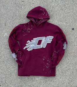 Sweat à capuche surdimensionné Speedy Industry 100% coton 450 GSM avec broderie effet vieilli et sérigraphie, polaire d'hiver pour homme, personnalisable - Product Image 2