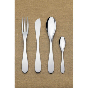 Nouvelles cuillères plaquées or en acier inoxydable, ensemble de fourchettes et de couteaux en argent, droit, épais et rond, ensemble de couverts à poignée - Product Image 3