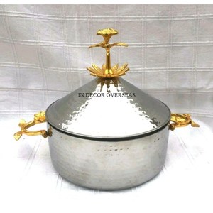 Casserole de forme ronde en métal de haute qualité polie brillante de couleur argentée pour la fourniture d'ustensiles de cuisine et d'ustensiles de cuisine - Product Image 3