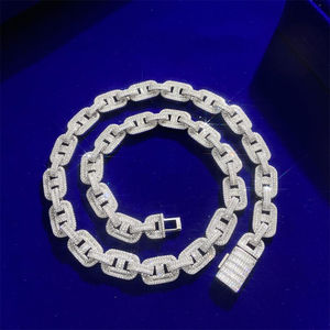 สร้อยคิวบาลิงค์เพชรคุณภาพพรีเมียม ชุบทอง สไตล์ฮิปฮอป เงินแท้ 925 ประดับเพชร สร้อยคอแฟชั่นสำหรับงานปาร์ตี้  แบบยูนิเซ็กส์ - Product Image 1