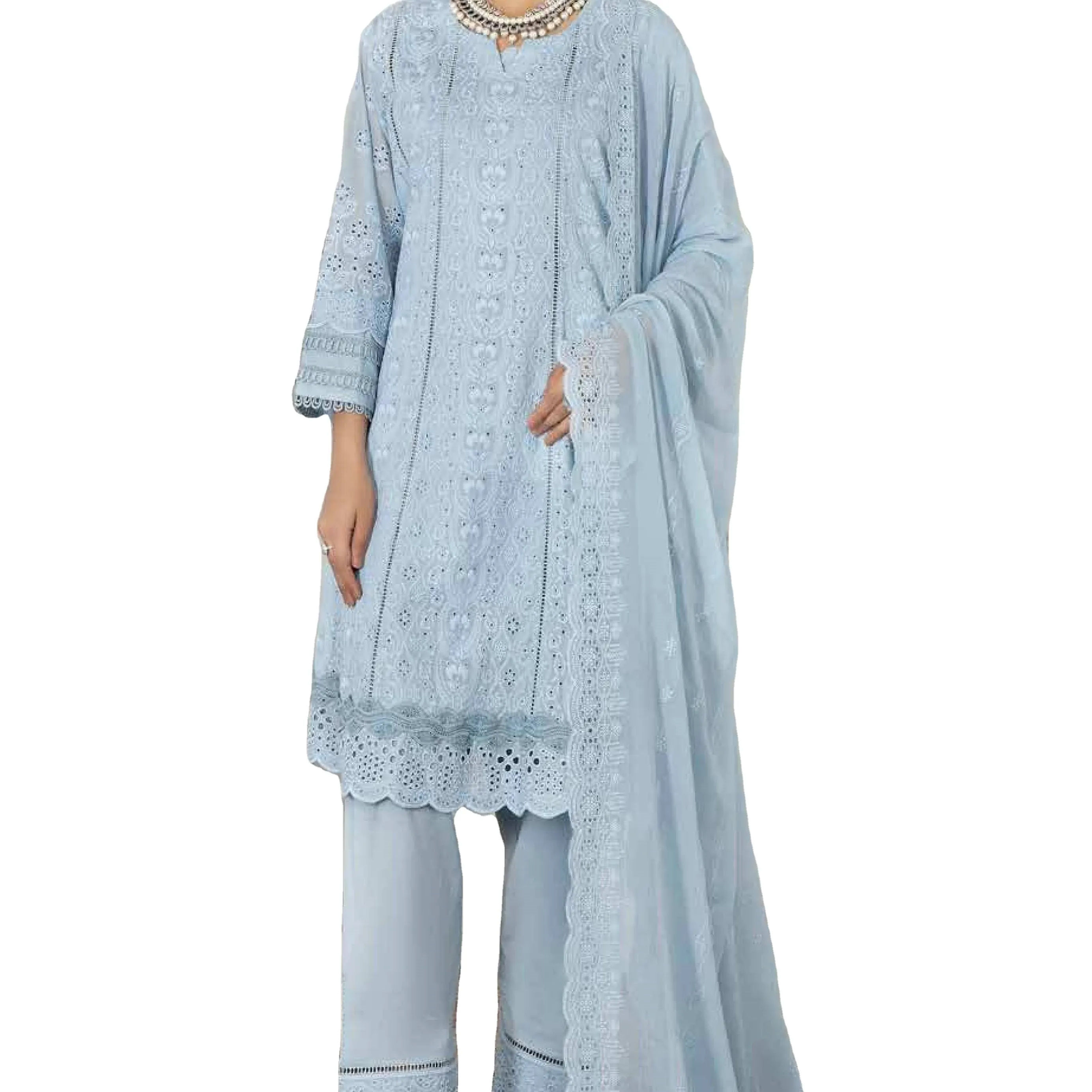 Salwar Kameez ชุดเดรสมุสลิมสำหรับเด็กผู้หญิง,ชุดเดรสพิมพ์ลายปักคอสไตล์ปากีสถานอินเดียสำหรับคอลเลกชันสนามหญ้า