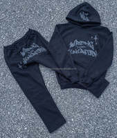 Ensemble de survêtement thermique d'hiver pour homme, style streetwear, avec impression 3D en relief personnalisée, en polaire, comprenant un sweat à capuche motif araignée et une veste épaisse de qualité supérieure