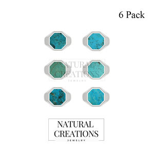 Anillo Hexagonal Clásico de Plata de Ley 925 con Turquesa para Hombre, Hecho a Mano, Regalo Único para Él, Cumpleaños, Aniversario, Fiesta - Product Image 2