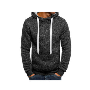 Sweat-shirt à capuche gris brodé pour homme, en molleton avec poche kangourou, manches longues, style décontracté streetwear, éco-responsable, personnalisable - Product Image 2