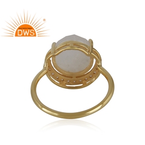 Bague empilable en argent sterling 925 avec pierre de lune arc-en-ciel naturelle avec fabricant de bijoux plaqué or 18 carats - Product Image 4