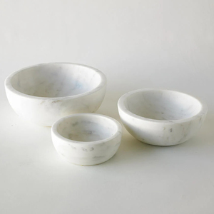 Bol en marbre naturel blanc de haute qualité fait à la main bol de service décoratif en pierre polie pour la décoration intérieure vaisselle de luxe multi-usage - Product Image 2