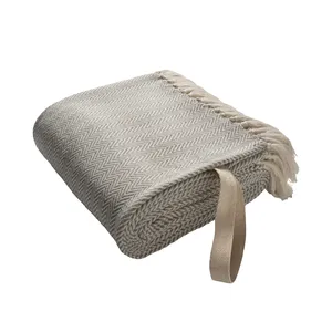 Coperta Raschel Riciclata Sostenibile con Frange - Product Image 1