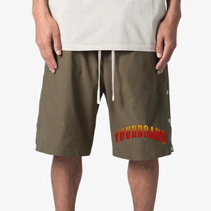 New Custom Wholesale Fit Blank <b>Nylon</b> <b>Shorts</b> with Side Buttons Custom Beach Pants comfort Elastic Waistband Mens <b>Shorts</b> - Product Image 1