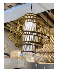Hotel natural hecho a mano ratán decoración moderna lámpara colgante tejida lámpara de bambú ratán de Vietnam - Product Image 5