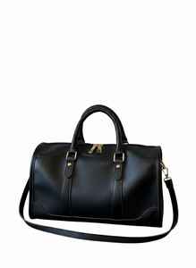 Sac de voyage de luxe en cuir véritable noir pour femmes et hommes - Sac de week-end, bagages de voyage, sac de sport, résistant à l'eau, grande capacité - Product Image 4