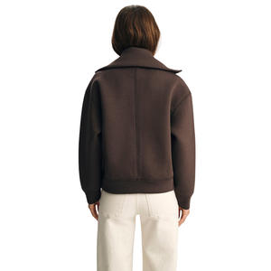 Sweat-shirt à capuche zippé en polaire de polyester à col rond surdimensionné pour femmes, respirant, tricoté, décontracté, imprimé numérique, automne, grande taille, OEM - Product Image 5