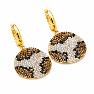 Pendientes de piedra de citrino de corte redondo, diseño de leopardo, hechos a mano, turco, venta al por mayor, Plata de Ley 925 - Product Image 4