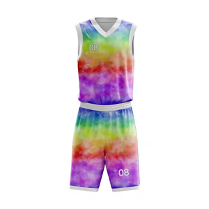 Wholesale Custom Basketball Uniform Set with Short Sleeve Breathable 100% Cotton Jersey & Custom Logo-Heat-Transfer Printed - Product Image 4