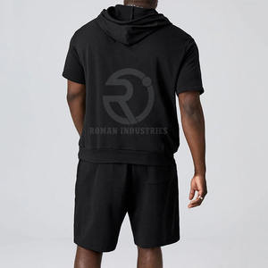 Ensemble short à capuche à manches courtes personnalisé pour hommes Ensemble de haute qualité 100% sweats à capuche et shorts en coton biologique survêtements pour hommes - Product Image 2