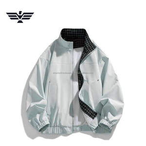 Chaqueta Cortavientos con Cuello Alto y Logotipo Personalizado para Hombre, Chaqueta Estilo Bomber de Lona Delgada y Transpirable, con Cierre Frontal y Tinte Uniforme para Invierno - Product Image 2