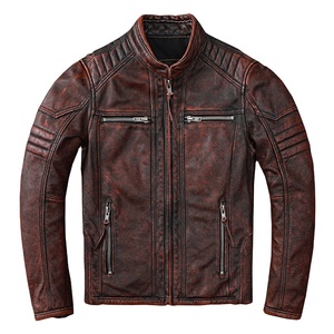 Chaqueta de Invierno para Hombre al por Mayor, Chaqueta de Cuero de Motociclista de Alta Calidad, Chaqueta de Cuero Vacuno Genuino para Hombre - Product Image 1