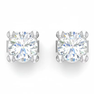 Boucles d'oreilles solitaires en diamant rond éthique de qualité supérieure 0,20 CTTW, idéales pour les tenues de mariée, les cadeaux romantiques et les looks élégants au quotidien - Product Image 1