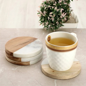 Posavasos redondo de mármol y madera, soporte para taza de té, nuevo diseño, venta al por mayor, posavasos de madera para decoración de mesa y accesorios - Product Image 1