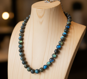 Women's 18-Inch Silver 925 Lock Hand Knotted Design Fashion Accessory High Quality Natural <b>Labradorite</b> Stone Beaded Gift - Product Image 6