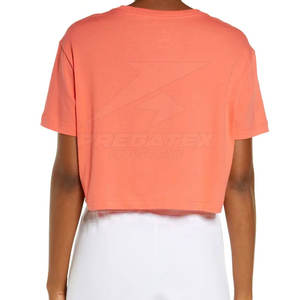 Haut court décontracté à manches courtes pour femmes 100% coton respirant et facile à assortir à n'importe quelle tenue Design en matériau doux - Product Image 3