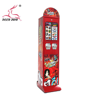 Distributeur automatique de cartes de tatouages mécaniques en forme de personnage de dessin animé avec système de paiement par pièces et jetons