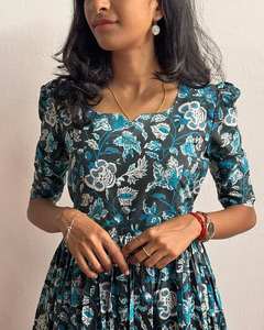 Designer Women's Floral Printed Georgette One-Piece Dress Fancy-Sleeved Silk Wedding Party Gown Salwar Style for Adults Indian - Product Image 3