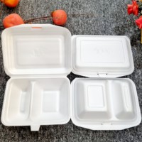 Conteneur alimentaire jetable à bon prix du fabricant avec couvercle en mousse PS pour boîte à lunch / restauration rapide / hamburger / Burger King à emporter