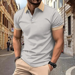 Nueva moda de verano para hombre, informal, de manga corta, con botones, solapa, Color sólido, transpirable, Camiseta clásica, Parte delantera personalizada, hecha a medida - Product Image 2