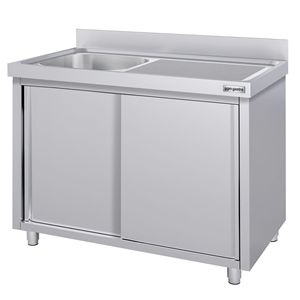Meuble d'évier commercial ECO - Acier inoxydable - 1400x700mm - avec 1 bac à gauche - Product Image 5