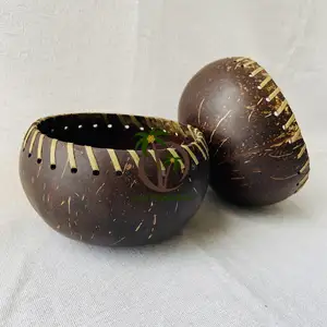 Cuenco de madera con logotipo personalizado para ensalada, tazón de cáscara de coco para batidos, productos artesanales ecológicos, tazón práctico - Product Image 1