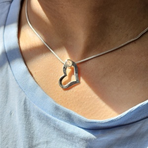 Corazón piedra Luna plata colgante mejor regalo para ella - Product Image 2