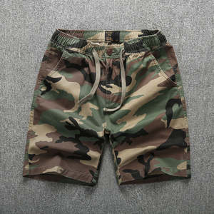 Short en coton imprimé vert armée respirant à carreaux grande taille pour hommes, vêtements d'été décontractés pour l'extérieur - Product Image 1