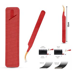 Pince à épiler d'extension de cils à poignée en diamant en acier inoxydable de logo et de couleur personnalisée facile à ramasser cils fins et épais - Product Image 5