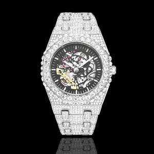 Montre automatique de luxe pour homme, style hip-hop, avec diamants Moissanite VVS, personnalisable, bracelet en platine, verre, style bling tendance - Product Image 5