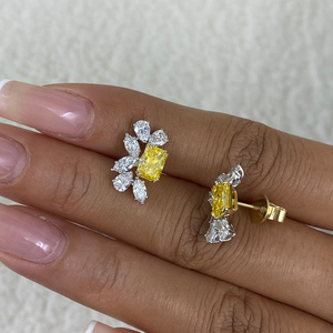 Modern Lab Grown Diamond Earring Set 14k Solid Gold Luxury Bridal Accessories Round Brilliant Cut Certified Quality <b>Stones</b> - Product Image 1