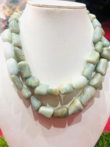 Prêt à expédier collier de perles de pierre d'aigue-marine naturelle pépites lisses perles de culbutage - Product Image 5