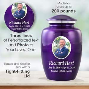 Urnes funéraires personnalisées avec photo pour cendres adultes, urnes funéraires personnalisées pour cendres humaines, fabriquées à la main, taille personnalisée, violet - Product Image 6