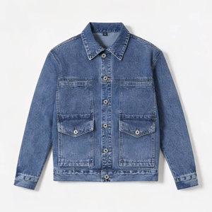 Chaqueta Vaquera de Motociclista para Hombre, Estilo Urbano, Color Sólido Lavado, Talla Grande, Venta al Por Mayor de Fábrica, Personalizable OEM - Product Image 3