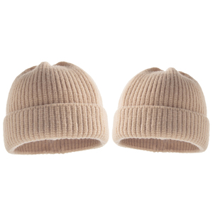 Gorro personalizado de invierno de lana de color puro para madre y bebé, conjunto de gorro de punto cálido, gorro de punto fino, gorros 2026 - Product Image 4