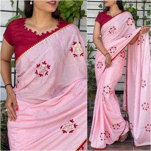 Saree-Bordado de seda ligero e informal, bordada con una secuencia de colores bonita, diseño de trabajo fácil de manejar, Saree de tendencias - Product Image 4