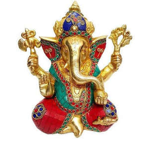 Statues en laiton sculptées à la main sur mesure avec le thème de ganesh, adaptées à la revente par les magasins de décoration intérieure en finition oxydée - Product Image 2