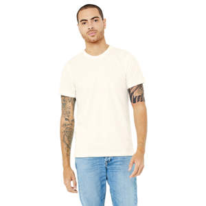 50% Poly 25% Airlume T-Shirt à manches courtes en coton peigné avec anneau 25% rayonne 40 simple 3.8 oz solide naturel unisexe Triblend - Product Image 1