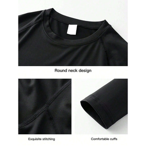 Camiseta ligera de manga larga para gimnasio para hombre, camiseta de compresión de secado rápido con logotipo personalizado impreso, transpirable, a prueba de viento, de talla grande atlética - Product Image 4