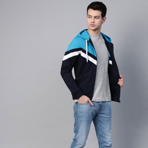 Sudadera con capucha oversize negra lisa de algodón 100% con cremallera completa de tres tonos para hombre al por mayor OEM - Product Image 4