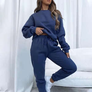 Femmes personnalisé poids lourd coton polaire surdimensionné goutte épaule pull sweat costume sérigraphie femmes survêtements - Product Image 2