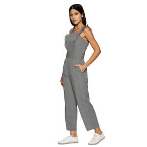 Custom OEM Solid Color Women's Jumpsuit Latest Style Summer Casual Factory Made From Breathable Material - Product Image 3