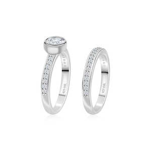 Anillo Solitario con Diamante Americano de 1 Quilate, Grado AAA, con Banda en Plata de Ley 925, Conjunto de Joyería Fina - Product Image 3